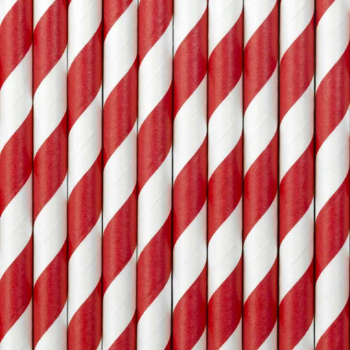 Picture of PAPER STRAWS RED 19.5CM